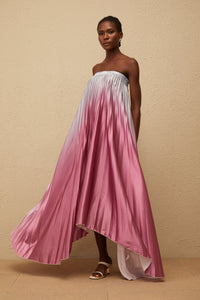 Irini Pink Gradient Pleated Maxi Dress