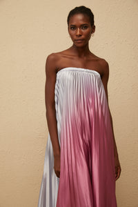 Irini Pink Gradient Pleated Maxi Dress