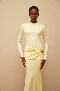 Nolwenn Yellow Gathered Maxi Dress