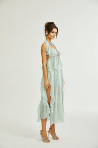 Salilah embellished ruffled midi dress