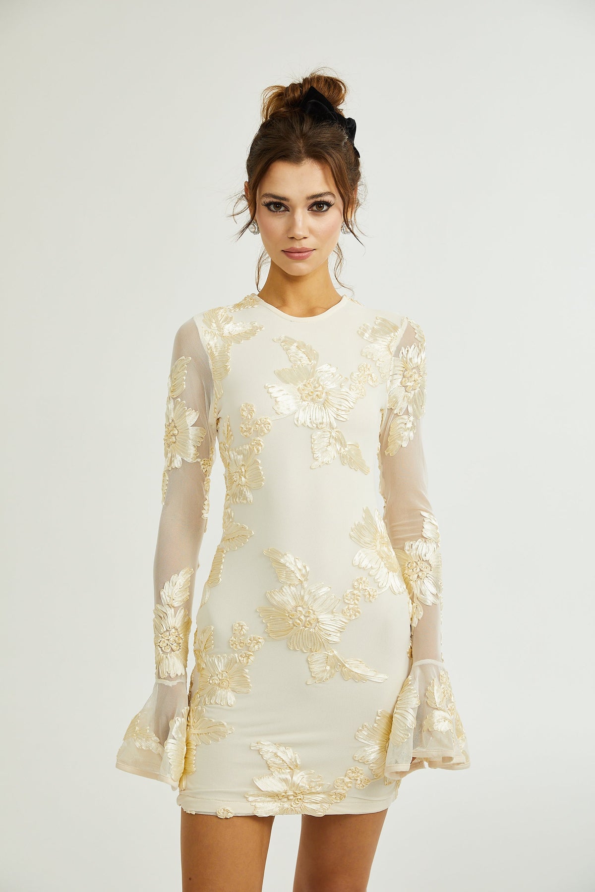 Nalini floral-embroidered open-back dress