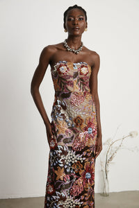 Thérèse sequin-embellished embroidered floral colorful midi dress