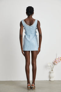 Manon blue tweed sequined mini dress