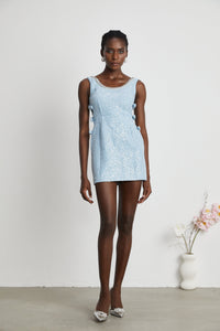 Manon blue tweed sequined mini dress
