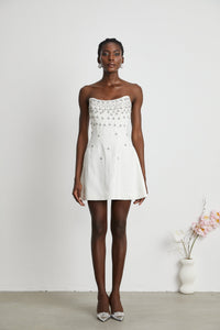 Melisande white embellished mini dress