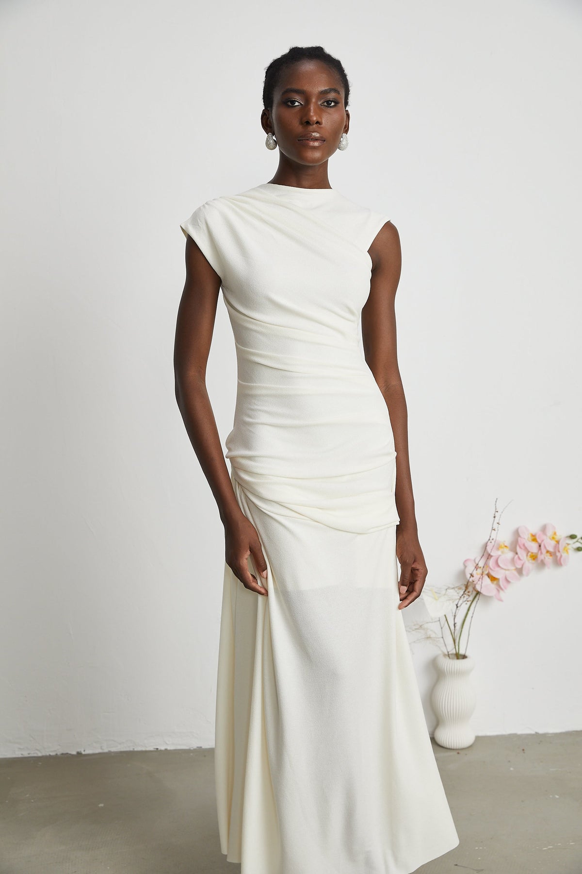 Lanetta jersey-knit draped maxi dress