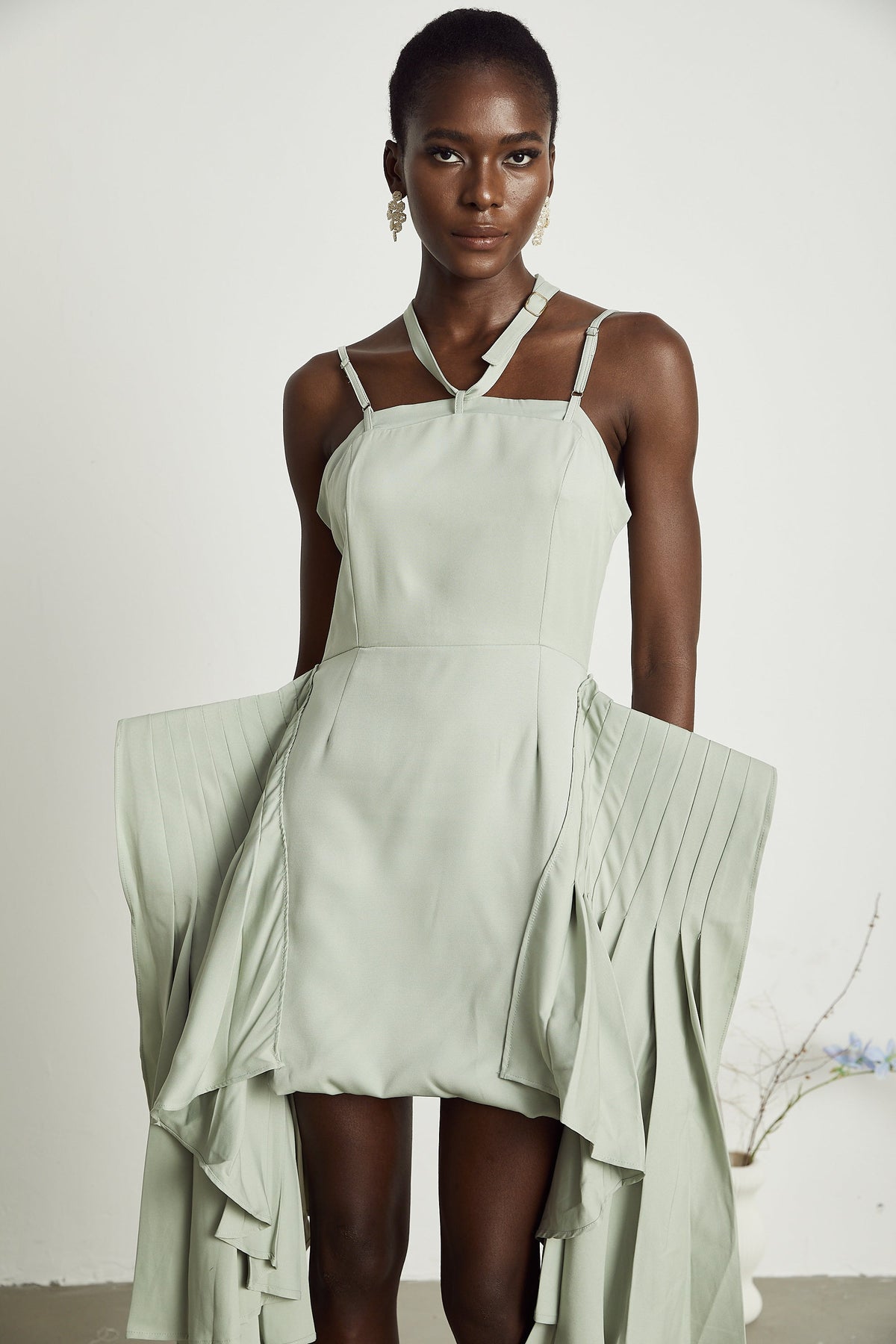 Michel layered-hemline mini dress