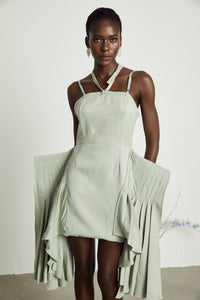 Michel layered-hemline mini dress