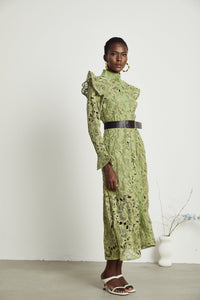 Noémie floral-embroidered midi dress in Green