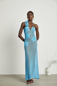 Diane crochet faux-flower embellished maxi dress