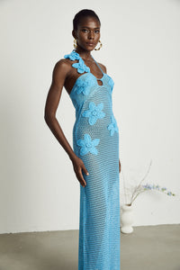Diane crochet faux-flower embellished maxi dress