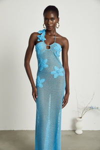 Diane crochet faux-flower embellished maxi dress