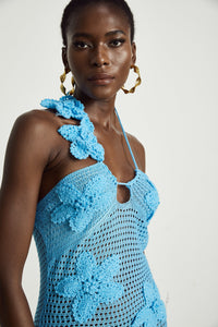 Diane crochet faux-flower embellished maxi dress