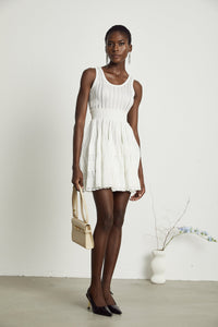 Noémie white cut-out pleated mini dress