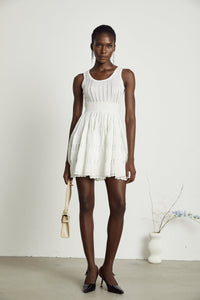 Noémie white cut-out pleated mini dress