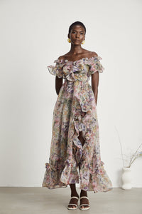 Margaux off-shoulder ruffled midi dress