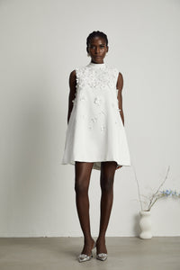 Genevieve faux-flower mini dress