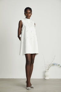 Genevieve faux-flower mini dress