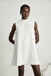 Genevieve faux-flower mini dress