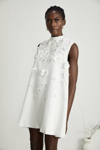 Genevieve faux-flower mini dress