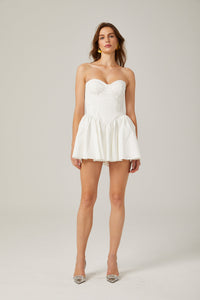 Mireille white bustier pleated mini dress