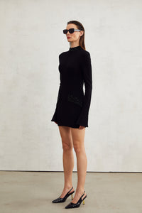 Gaëlle black embellished long-sleeved dress