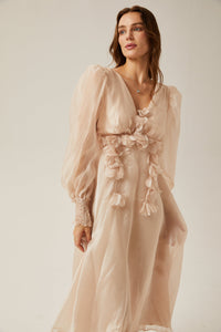 Lucie faux-floral embellished midi dress