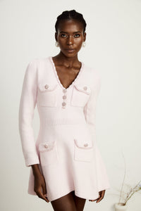 Karine pink V-neck knitted mini dress