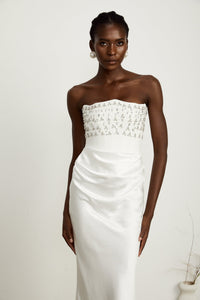 Aurore White Crystal Embellished Maxi Dress