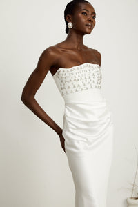 Aurore White Crystal Embellished Maxi Dress