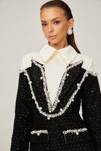 Éléonore faux-pearl tweed mini dress