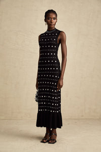 Chloé studded crochet-knit maxi dress in Black