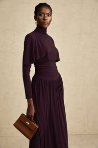 Camille Red Ruched Midi Dress with Flap Design Detail
