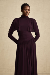 Camille Red Ruched Midi Dress with Flap Design Detail