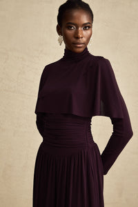 Camille Red Ruched Midi Dress with Flap Design Detail