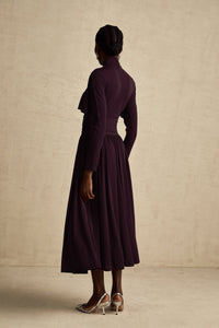 Camille Red Ruched Midi Dress with Flap Design Detail