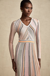 Mathilde metallic pleated midi dress in Pink