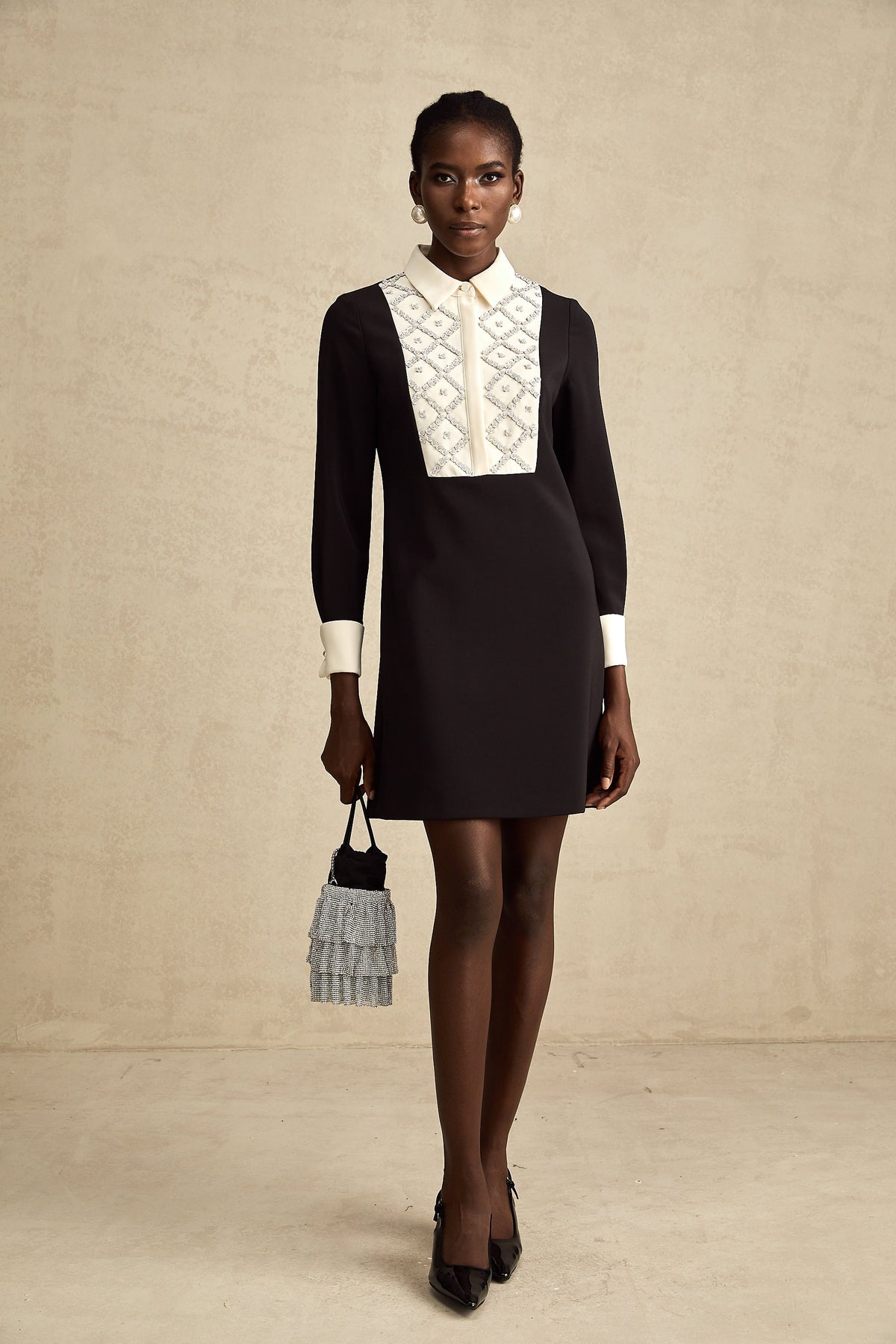 Esmée Two Tone Embellished Mini Dress