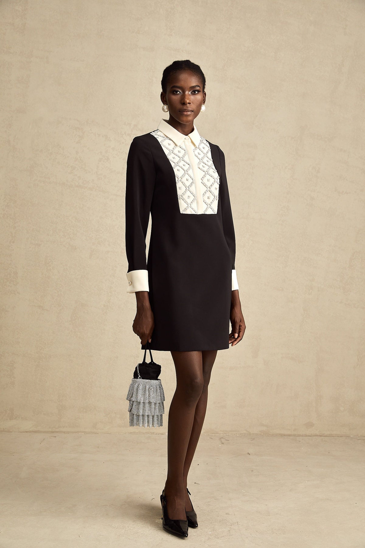 Esmée Two Tone Embellished Mini Dress