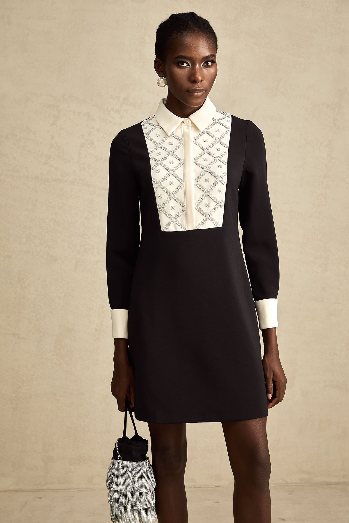 Esmée Two Tone Embellished Mini Dress