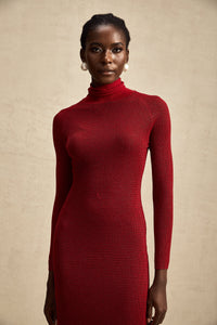 Arianee red metallic pointelle midi dress