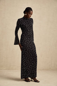 Léna black embellished semi-sheer maxi dress