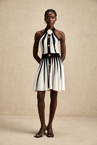 Céleste contrast-color sleeveless knitted mini dress