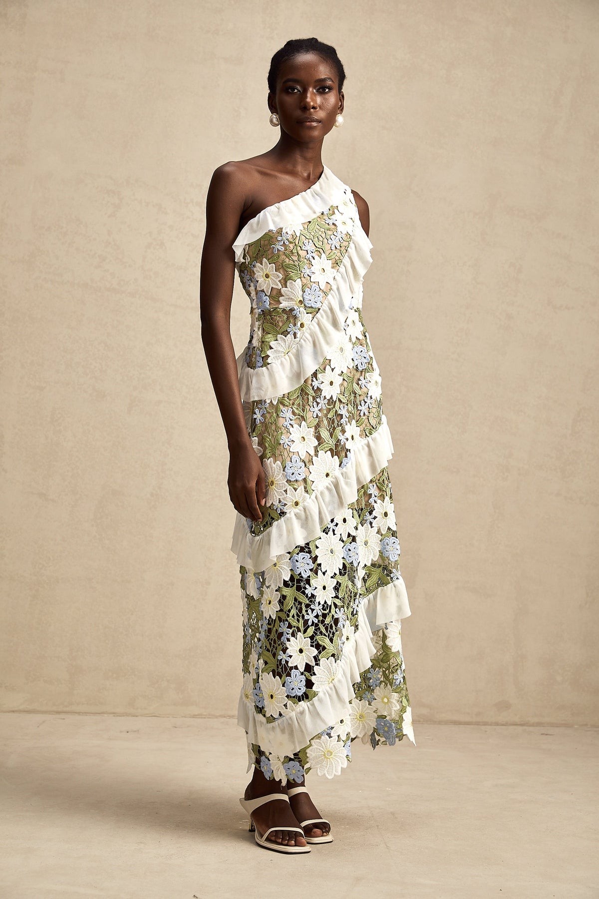 Clémence floral embroidered midi dress