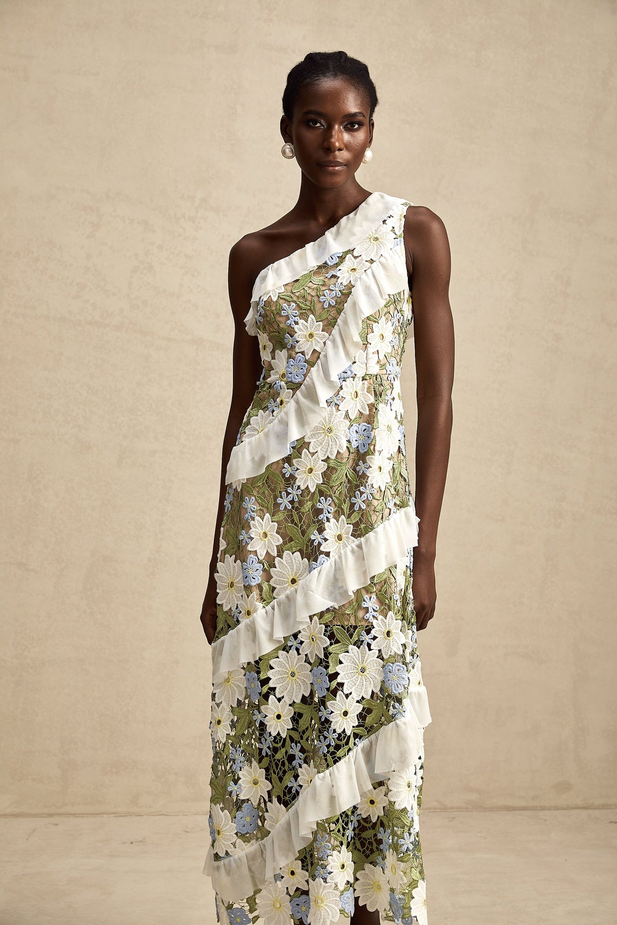 Clémence floral embroidered midi dress