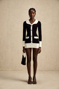 Charlotte wool color-blocked ribbed-knit mini dress