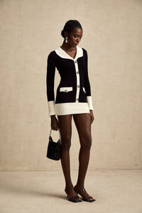 Charlotte wool color-blocked ribbed-knit mini dress
