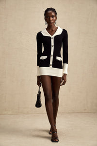 Charlotte wool color-blocked ribbed-knit mini dress