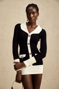 Charlotte wool color-blocked ribbed-knit mini dress