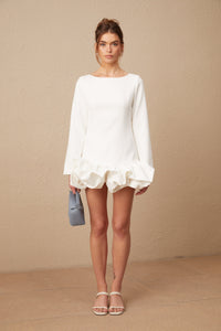 Elodie bubble-skirt mini dress in White